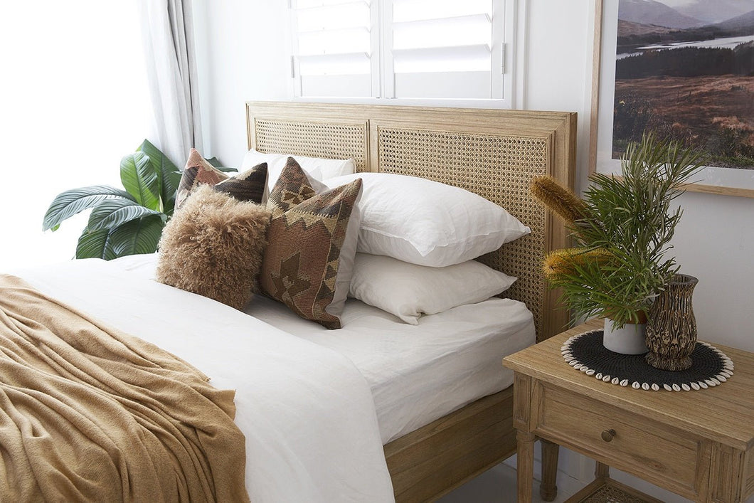 Hamilton Cane Bed - Weathered Oak - King - No End - Boho Bliss