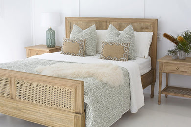 Hamilton Cane Bed - Weathered Oak - Queen - Boho Bliss