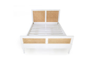 Hamilton Cane Bed - White - Queen - Boho Bliss