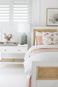 Hamilton Cane Bed - White - Queen - Boho Bliss