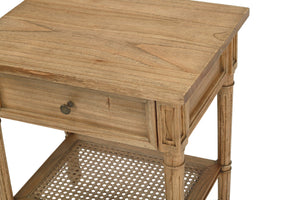 Hamilton Cane Bedside Table - 57cm Weathered Oak - Boho Bliss