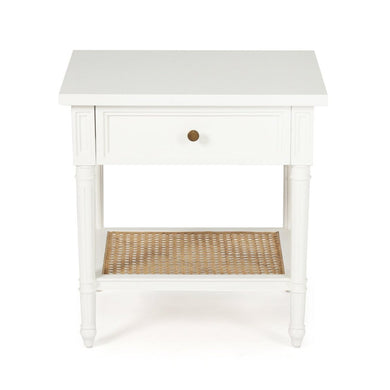 Hamilton Cane Bedside Table - 57cm White - Boho Bliss