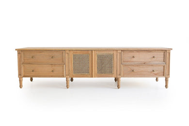 Hamilton Cane Entertainment Unit - Weathered Oak - Boho Bliss