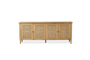 Hamilton Cane Four Door Sideboard - Weathered Oak - Boho Bliss