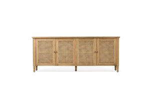 Hamilton Cane Four Door Sideboard - Weathered Oak - Boho Bliss