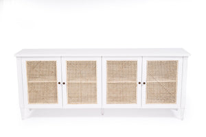 Hamilton Cane Four Door Sideboard - White - Boho Bliss