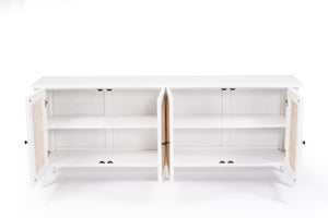 Hamilton Cane Four Door Sideboard - White - Boho Bliss