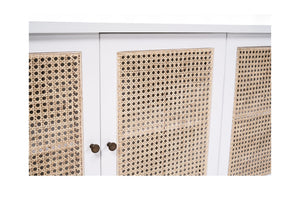 Hamilton Cane Four Door Sideboard - White - Boho Bliss