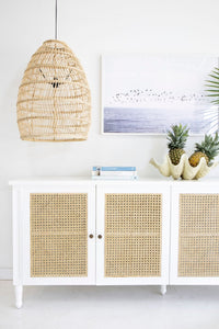Hamilton Cane Four Door Sideboard - White - Boho Bliss