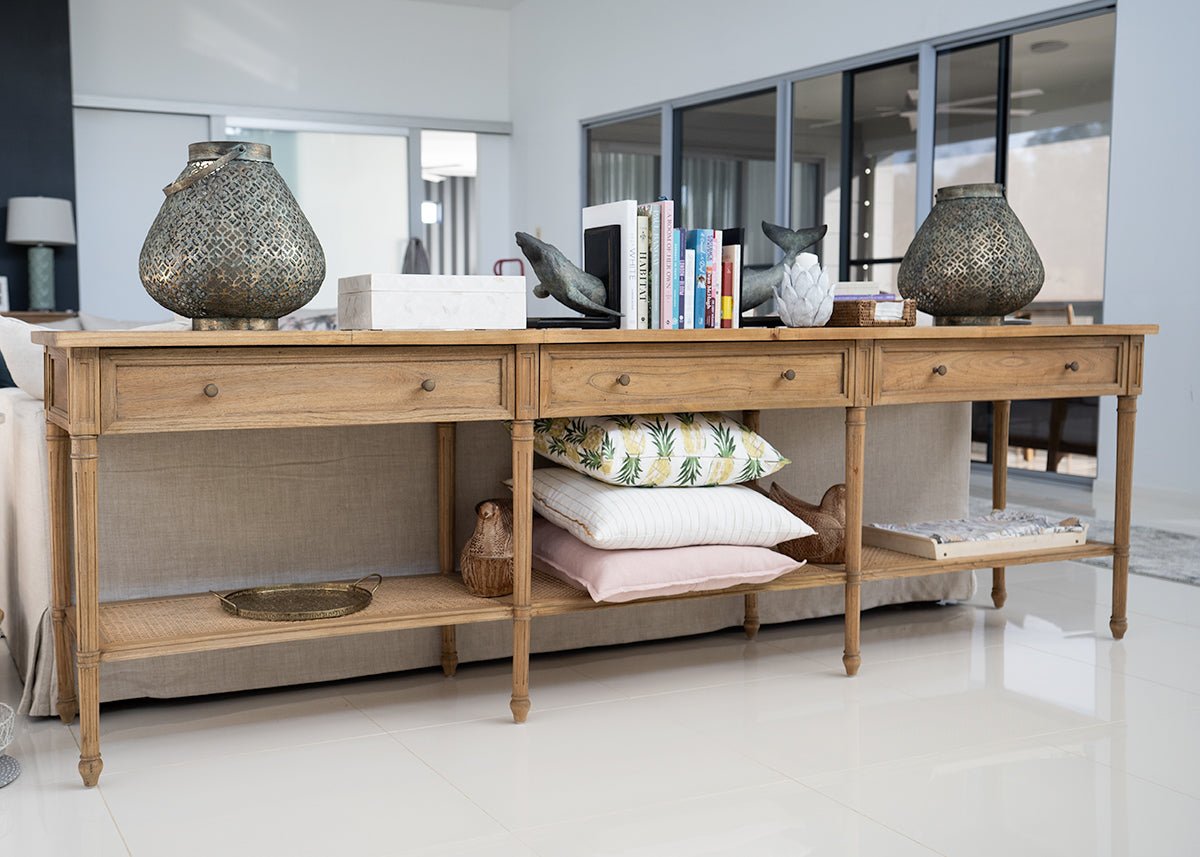 Hamilton Console Table - Weathered Oak - 280cm – Boho Bliss