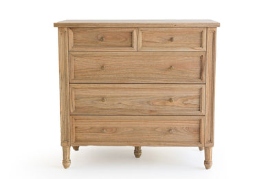 Hamilton Dresser - Weathered Oak with Five Drawers - Boho Bliss