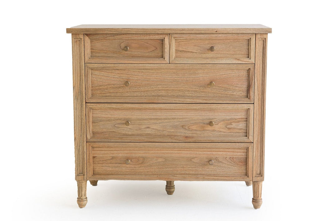 Hamilton Dresser - Weathered Oak with Five Drawers - Boho Bliss