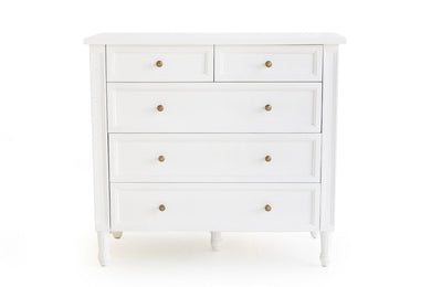 Hamilton Dresser - White with Five Drawers - Boho Bliss
