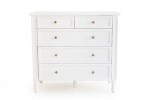 Hamilton Dresser - White with Five Drawers - Boho Bliss