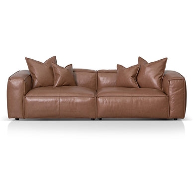 Harbour Leather Sofa - Caramel Brown - Boho Bliss