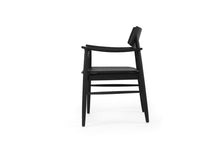 Load image into Gallery viewer, Harlow Dining Armchair - Black with Timber Seat - Boho Bliss