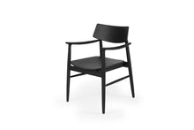 Load image into Gallery viewer, Harlow Dining Armchair - Black with Timber Seat - Boho Bliss