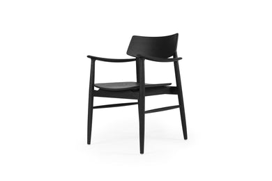Harlow Dining Armchair - Black with Timber Seat - Boho Bliss
