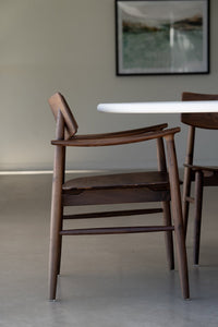 Harlow Dining Armchair - Walnut with Timber Seat - Boho Bliss