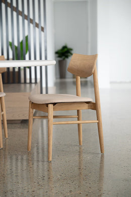 Harlow Dining Chair - Natural with Linen Seat - Boho Bliss