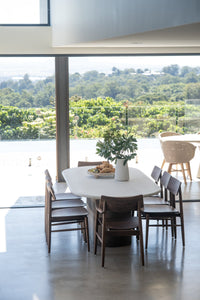 Harlow Dining Chair - Walnut with Timber Seat - Boho Bliss