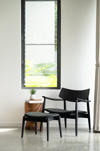Harlow Occasional Chair - Black with Leather Seat - Boho Bliss