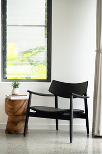 Harlow Occasional Chair - Black with Leather Seat - Boho Bliss