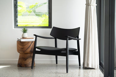 Harlow Occasional Chair - Black with Leather Seat - Boho Bliss