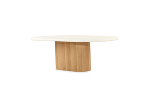 Harlow Oval Coffee Table 1.5m - Natural Oak Base - Boho Bliss