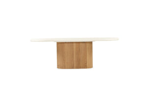 Harlow Oval Coffee Table 1.5m - Natural Oak Base - Boho Bliss