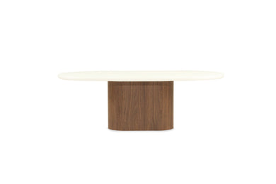 Harlow Oval Coffee Table 1.5m - Walnut Oak Base - Boho Bliss