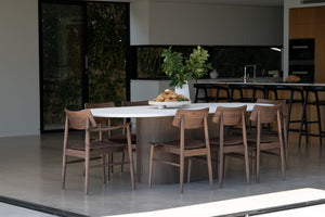 Harlow Oval Dining Table 2.4m - Walnut Base - Boho Bliss