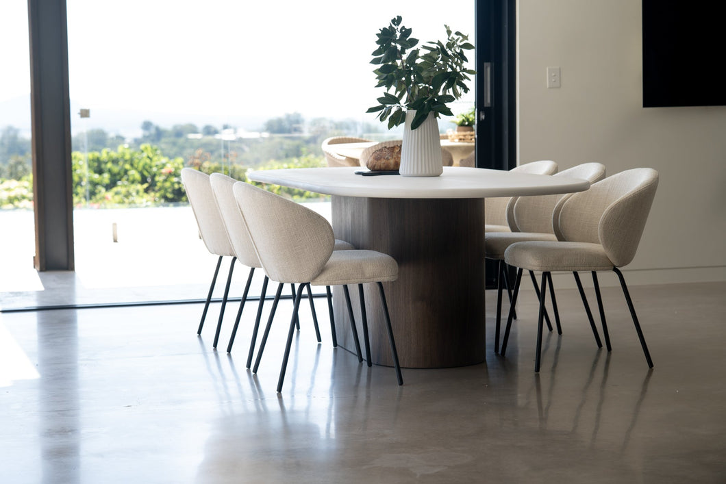 Harlow Oval Dining Table 2.8m - Walnut Base - Boho Bliss