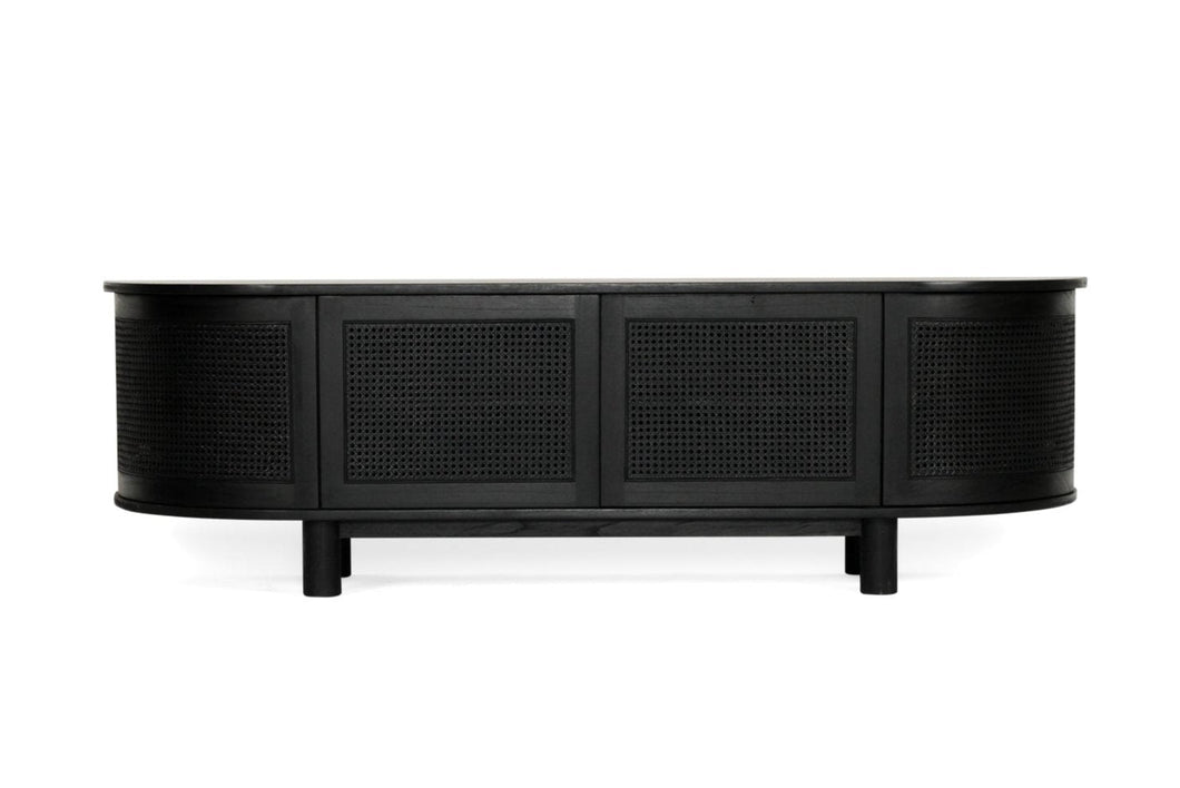 Iluka Entertainment Unit - 4 Door Round End - Black - Boho Bliss