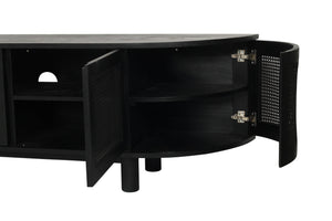 Iluka Entertainment Unit - 6 Door Round End - Black - Boho Bliss