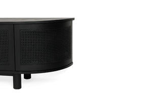 Iluka Entertainment Unit - 6 Door Round End - Black - Boho Bliss