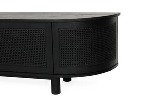 Iluka Entertainment Unit - 6 Door Round End - Black - Boho Bliss