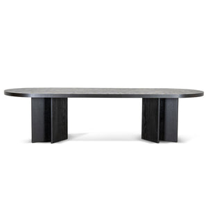 Kairo 3m Pill Shape Dining Table - Textured Espresso Black - Boho Bliss