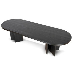 Kairo 3m Pill Shape Dining Table - Textured Espresso Black - Boho Bliss