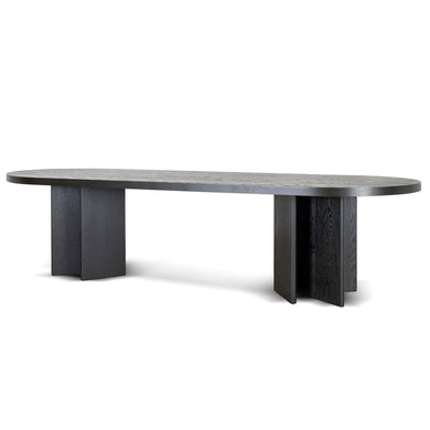 Kairo 3m Pill Shape Dining Table - Textured Espresso Black - Boho Bliss