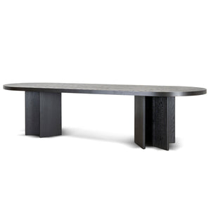 Kairo 3m Pill Shape Dining Table - Textured Espresso Black - Boho Bliss