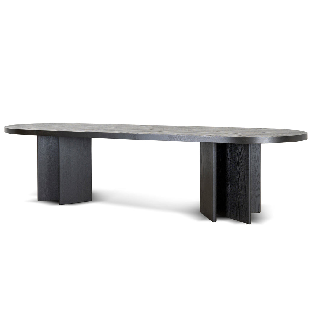 Kairo 3m Pill Shape Dining Table - Textured Espresso Black - Boho Bliss