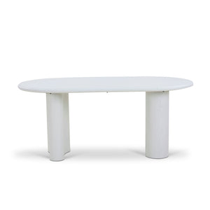Liora 1.8m Oval Dining Table - White - Boho Bliss
