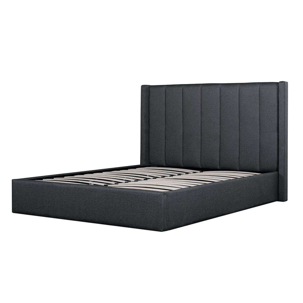 Lucca King Bed (With Storage) - Charcoal Grey - Boho Bliss
