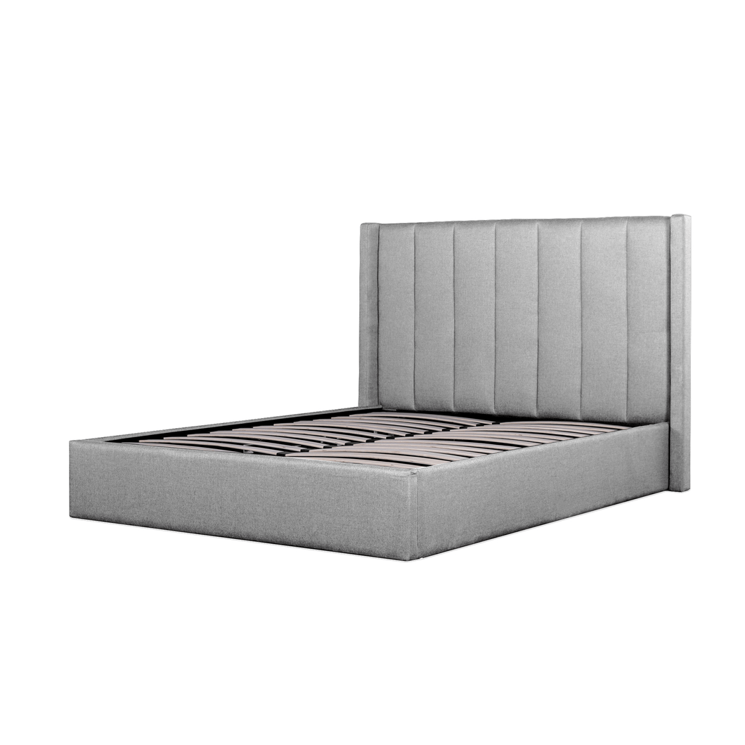 Lucca Queen Bed (With Storage) - Pearl Grey - Boho Bliss