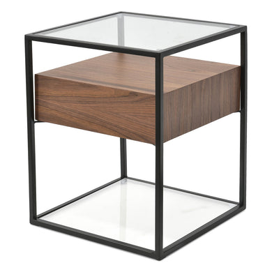 Marley Side Table - Walnut with Black Frame - Boho Bliss