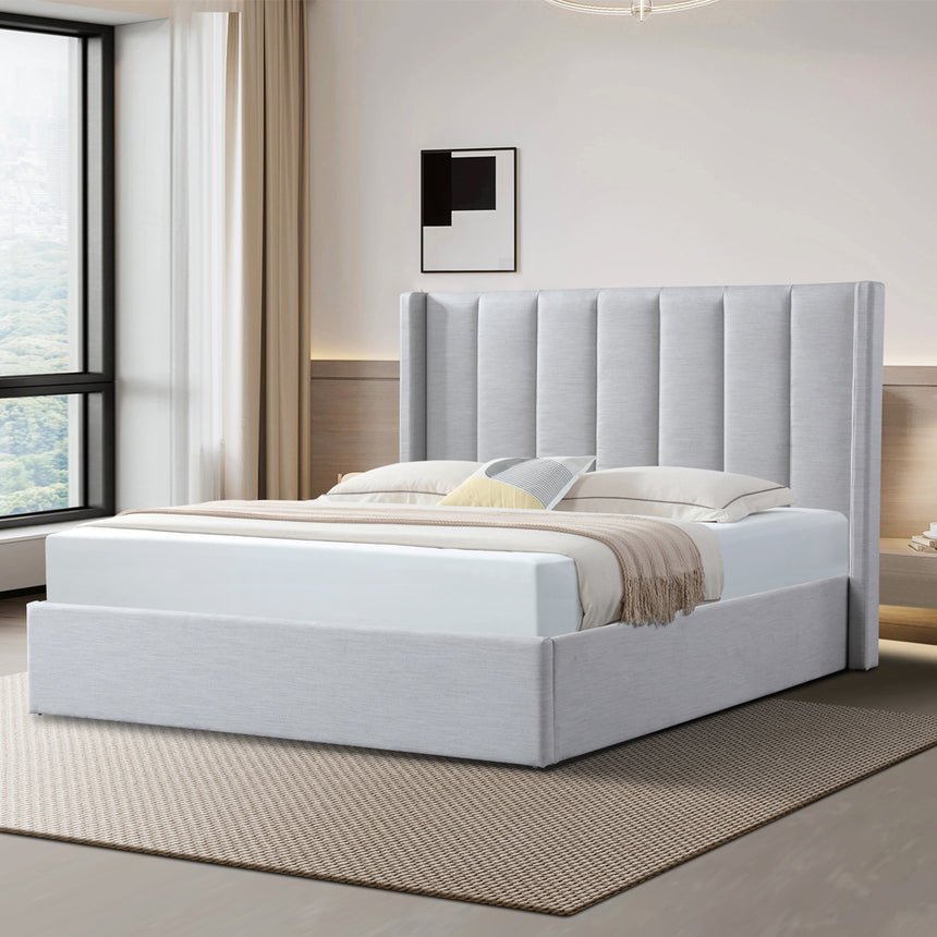 Marwick King Bed (with storage) - Pearl Grey - Boho Bliss
