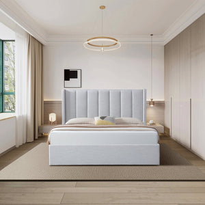 Marwick King Bed (with storage) - Pearl Grey - Boho Bliss