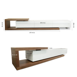 Metro Extendable Entertainment Unit - Walnut/White - Boho Bliss