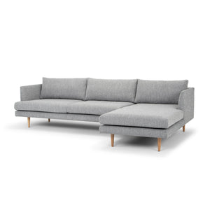 Mila 3 Seater Sofa With Right Chaise - Graphite Grey - Boho Bliss